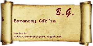 Barancsy Géza névjegykártya