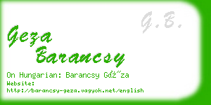 geza barancsy business card